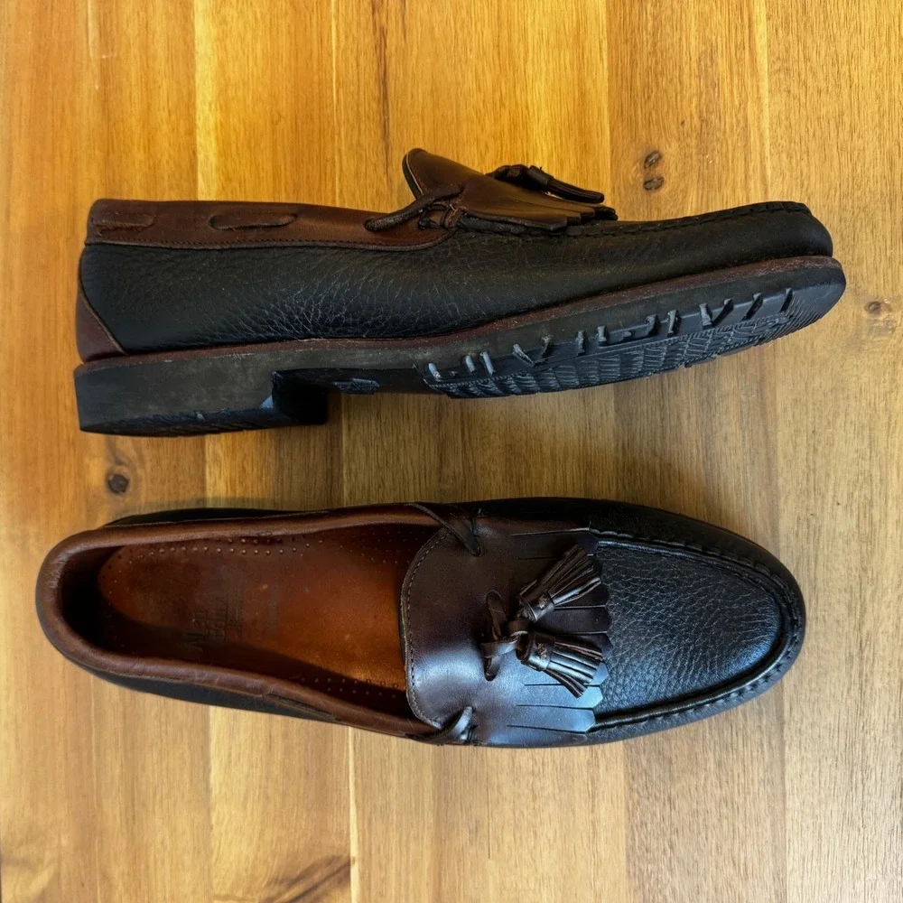 Allen‎ Edmonds Nashua Men 10.5 D Brown Black Leather Kiltie Tassel Loafers 42250